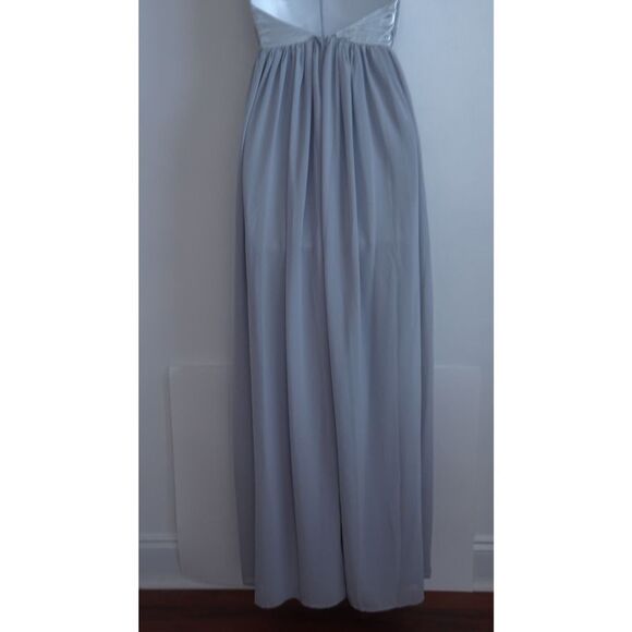 Tobi Women's Silver Pleated Low V Halter Empire Maxi dress Sz XS NWT 168 - Picture 2 of 11